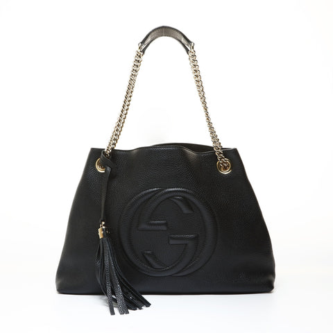 GUCCI Soho Leather Chain Shoulder Bag black WS28682