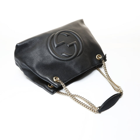 GUCCI Soho Leather Chain Shoulder Bag black WS28682