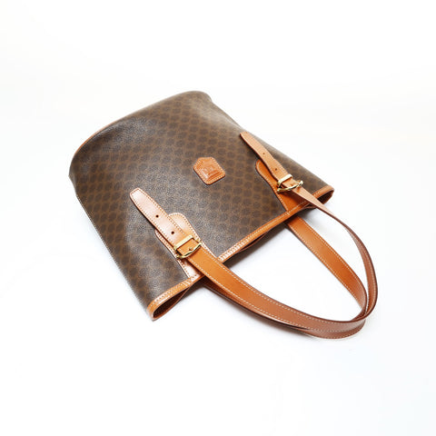 CELINE Macadam PVC Shoulder Bag Brown WS28683