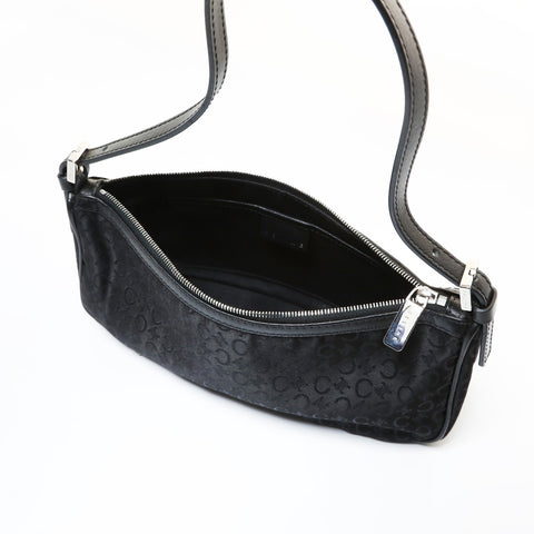 CELINE Satin C Macadam Shoulder Bag black WS28686