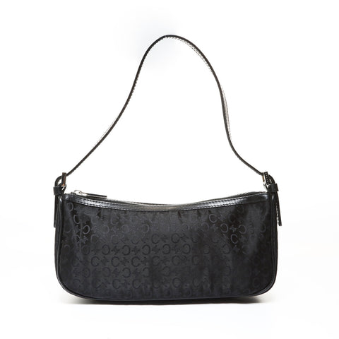 CELINE Satin C Macadam Shoulder Bag black WS28686