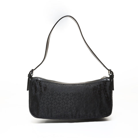 CELINE Satin C Macadam Shoulder Bag black WS28686