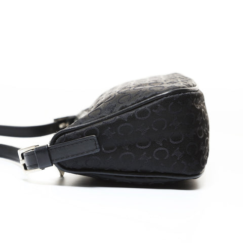 CELINE Satin C Macadam Shoulder Bag black WS28686