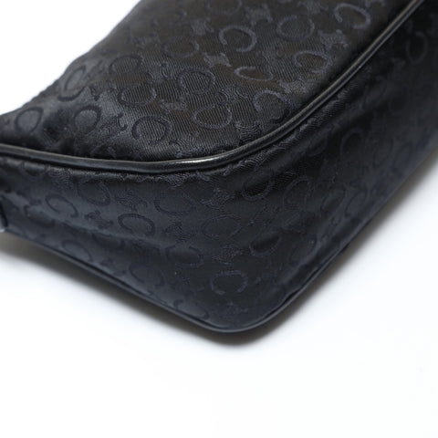 CELINE Satin C Macadam Shoulder Bag black WS28686