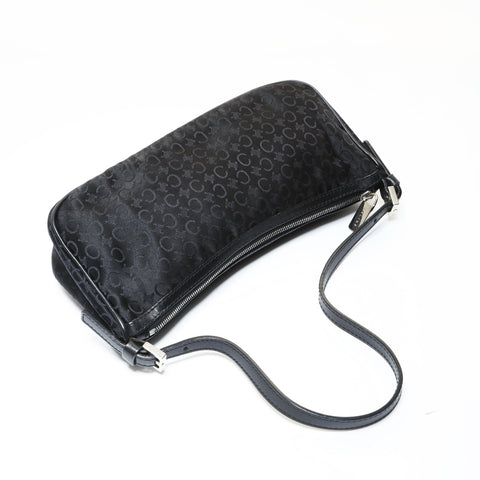 CELINE Satin C Macadam Shoulder Bag black WS28686