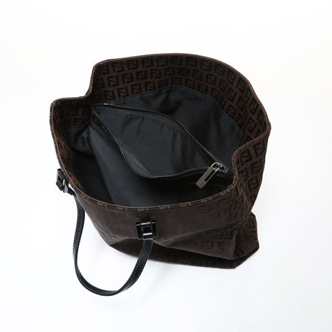 FENDI Zucchino Canvas Handbag Brown WS28687