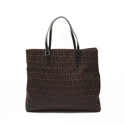 FENDI Zucchino Canvas Handbag Brown WS28687