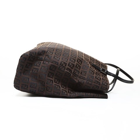 FENDI Zucchino Canvas Handbag Brown WS28687