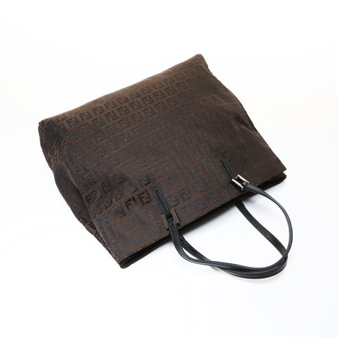 FENDI Zucchino Canvas Handbag Brown WS28687