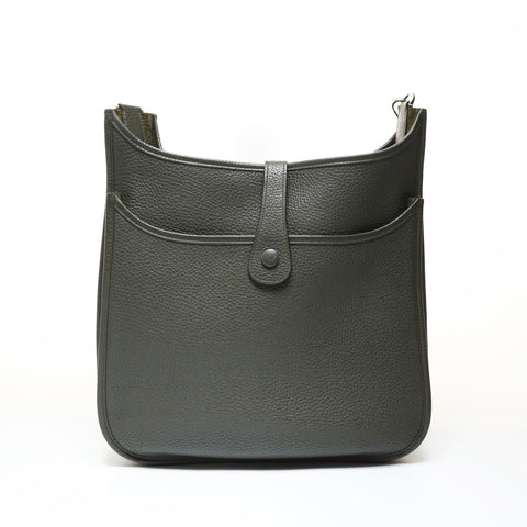 HERMES Evelyn 3 GM Taurillon Clemence T-stamp Shoulder Bag khaki WS28691