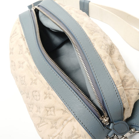 LOUIS VUITTON Monogram denim round pochette, made in 2012. Shoulder Bag beige WS28709