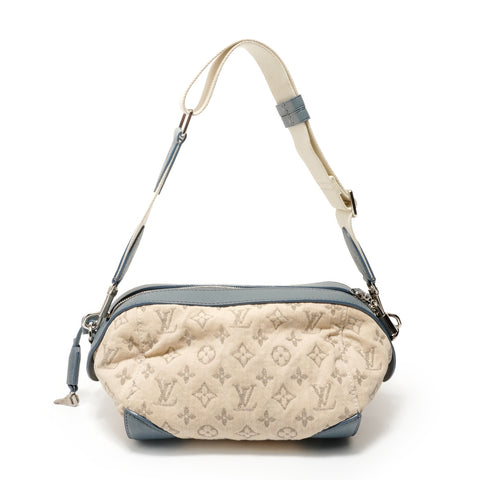 LOUIS VUITTON Monogram denim round pochette, made in 2012. Shoulder Bag beige WS28709