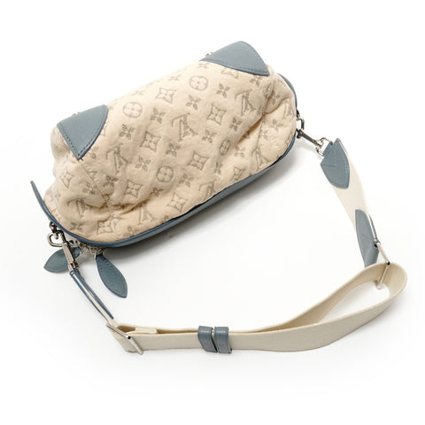 LOUIS VUITTON Monogram denim round pochette, made in 2012. Shoulder Bag beige WS28709