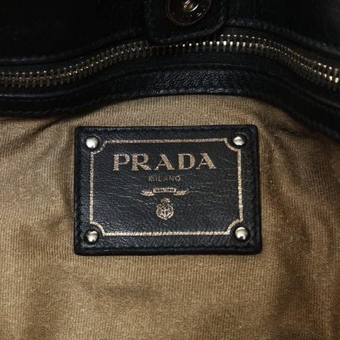 PRADA Stud Chain Silver Metal Shoulder Bag black WS28712