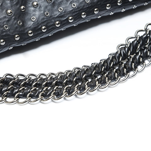 PRADA Stud Chain Silver Metal Shoulder Bag black WS28712