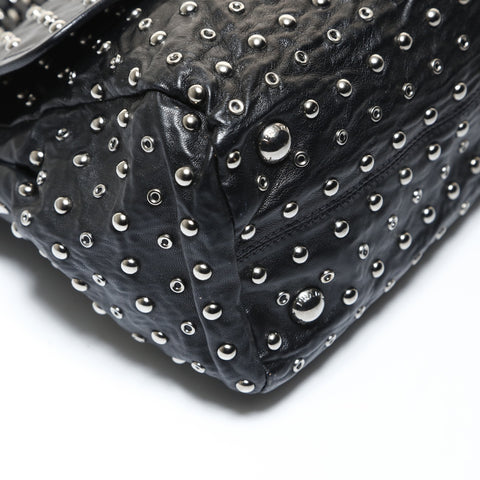 PRADA Stud Chain Silver Metal Shoulder Bag black WS28712
