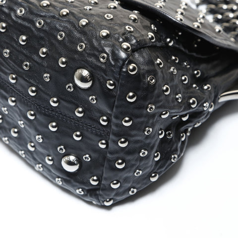 PRADA Stud Chain Silver Metal Shoulder Bag black WS28712