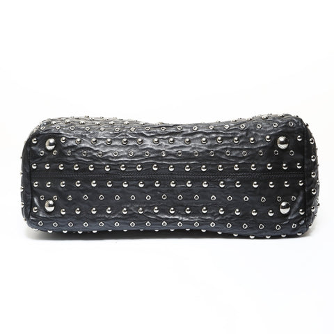 PRADA Stud Chain Silver Metal Shoulder Bag black WS28712