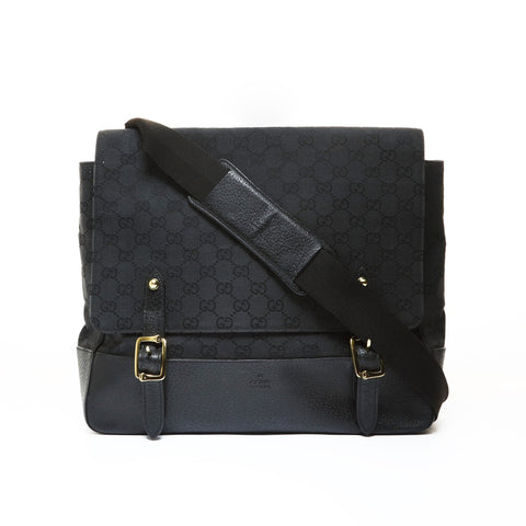 GUCCI GG Canvas Metal Gold Shoulder Bag black WS28714