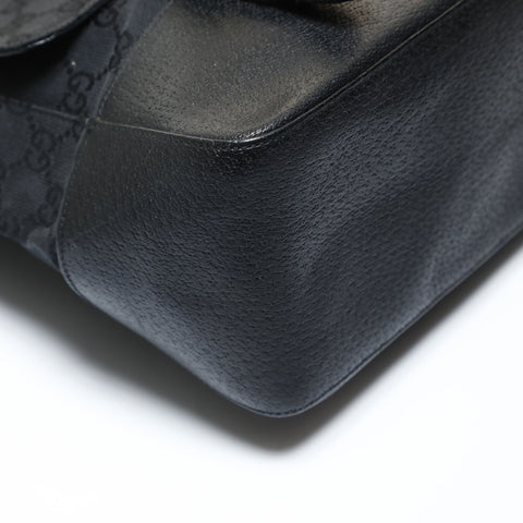 GUCCI GG Canvas Metal Gold Shoulder Bag black WS28714