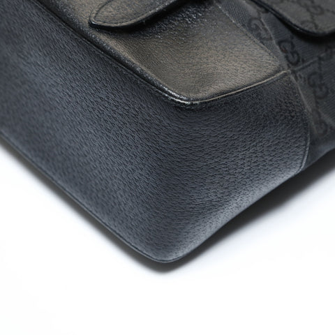 GUCCI GG Canvas Metal Gold Shoulder Bag black WS28714