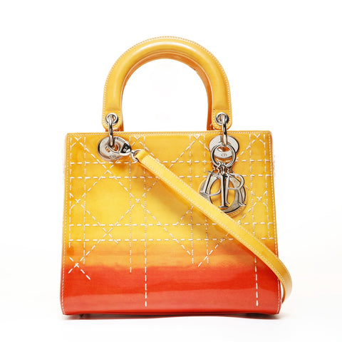 Christian Dior Lady Dior Cannage Gradient 2WAY Shoulder Bag Orange WS28718