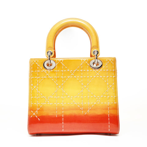 Christian Dior Lady Dior Cannage Gradient 2WAY Shoulder Bag Orange WS28718