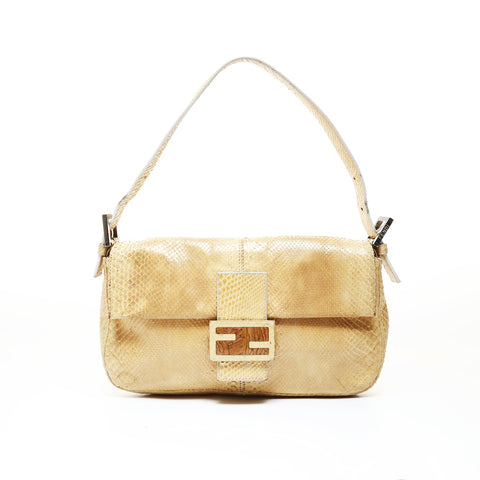 FENDI Python Mamma Baguette Shoulder Bag beige WS28732