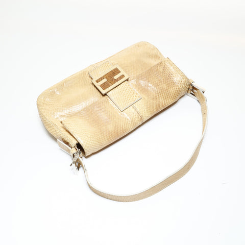 FENDI Python Mamma Baguette Shoulder Bag beige WS28732