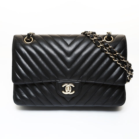 CHANEL Item No. 25, 2018 Chevron COCO Mark Double Flap Shoulder Bag black WS28734