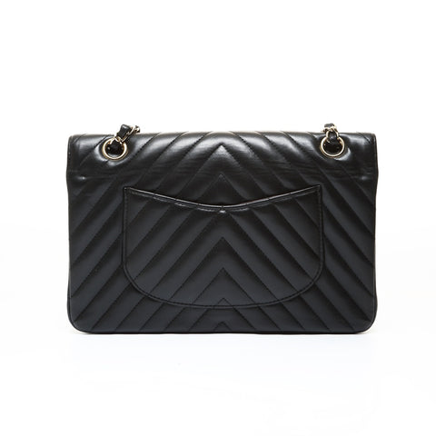 CHANEL Item No. 25, 2018 Chevron COCO Mark Double Flap Shoulder Bag black WS28734