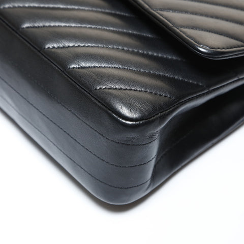 CHANEL Item No. 25, 2018 Chevron COCO Mark Double Flap Shoulder Bag black WS28734