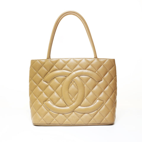 CHANEL Series 7, 1997-1999 Replica Tote, Medallion Caviar Skin Handbag beige WS28735