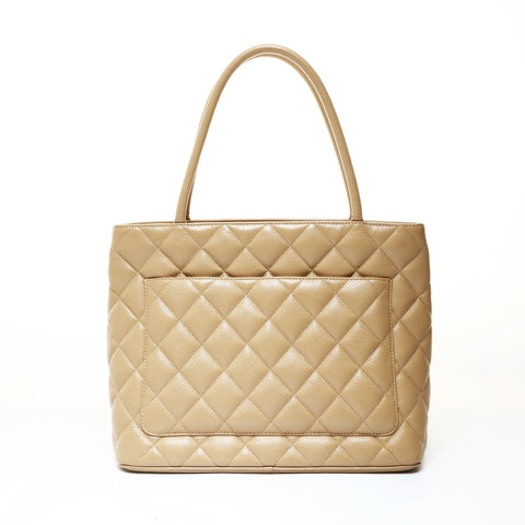 CHANEL Series 7, 1997-1999 Replica Tote, Medallion Caviar Skin Handbag beige WS28735