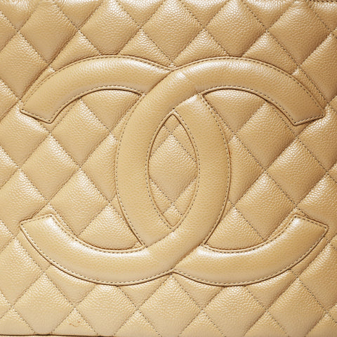 CHANEL Series 7, 1997-1999 Replica Tote, Medallion Caviar Skin Handbag beige WS28735