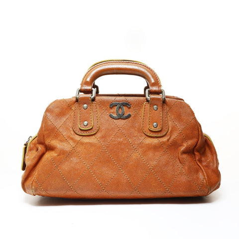 CHANEL Series 10, 2003-2004, Caviar Skin, Wild Stitch Handbag Brown WS28739