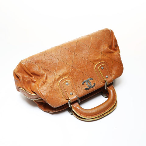 CHANEL Series 10, 2003-2004, Caviar Skin, Wild Stitch Handbag Brown WS28739