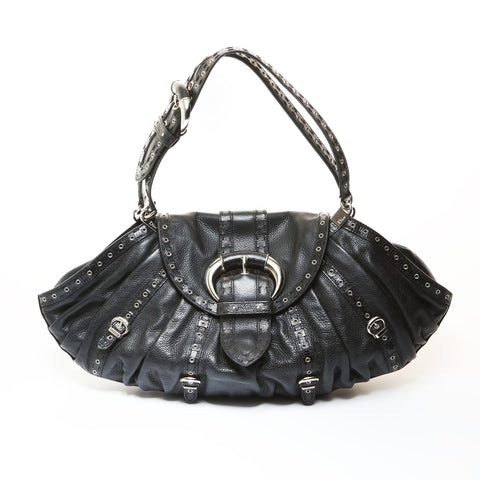 Christian Dior Galliano era lizard trim Shoulder Bag black WS28745