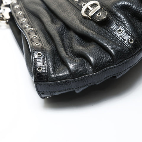Christian Dior Galliano era lizard trim Shoulder Bag black WS28745