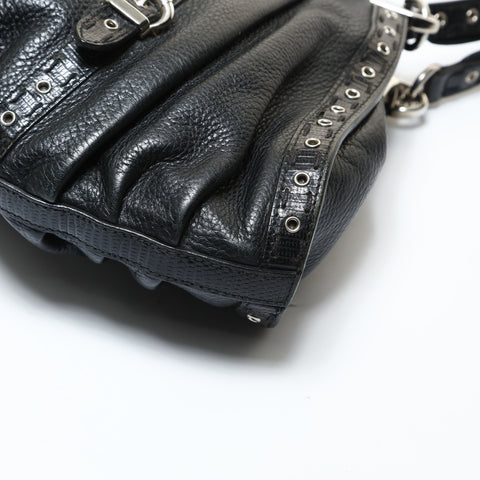Christian Dior Galliano era lizard trim Shoulder Bag black WS28745