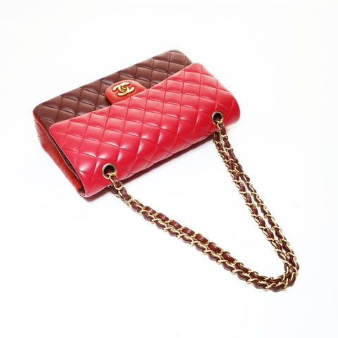 CHANEL Matelass double flap lambskin bag, series 21. Shoulder Bag Red WS28758
