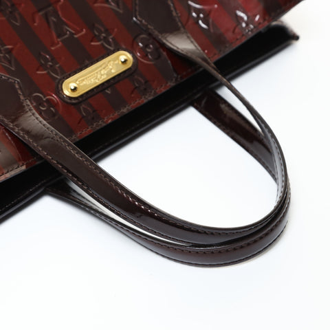 LOUIS VUITTON Monogram Vernis Rayures Wilshire PM Tote Bag Red WS28761