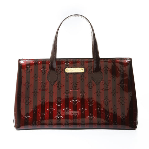 LOUIS VUITTON Monogram Vernis Rayures Wilshire PM Tote Bag Red WS28761