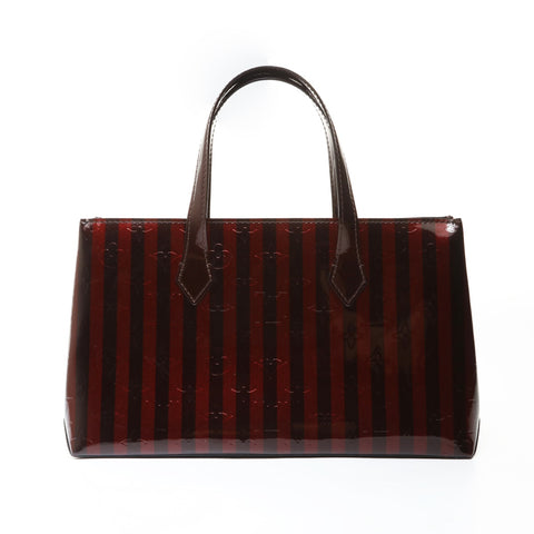 LOUIS VUITTON Monogram Vernis Rayures Wilshire PM Tote Bag Red WS28761