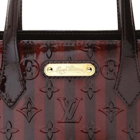 LOUIS VUITTON Monogram Vernis Rayures Wilshire PM Tote Bag Red WS28761