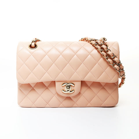 CHANEL Matelass Double Flap Lambskin Bag, Series 21, 2022-26 Shoulder Bag pink WS28762