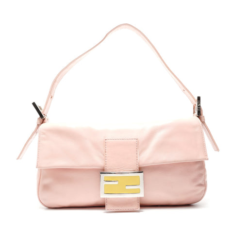 FENDI Mamma Baguette One Belt Leather Shoulder Bag pink WS28763
