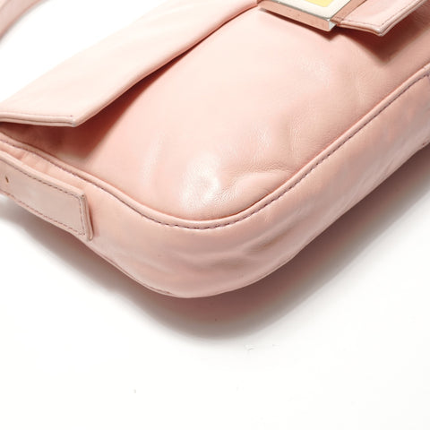 FENDI Mamma Baguette One Belt Leather Shoulder Bag pink WS28763