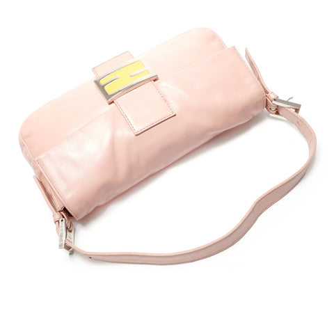 FENDI Mamma Baguette One Belt Leather Shoulder Bag pink WS28763
