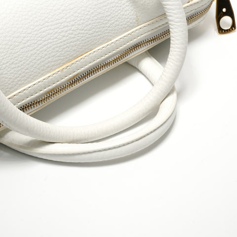 CELINE Buckle Boston Leather Handbag white WS28766